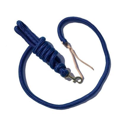 Cowboy Lead Rope 5/8" x 9', Brass Plated Bolt Snap, Leather Popper