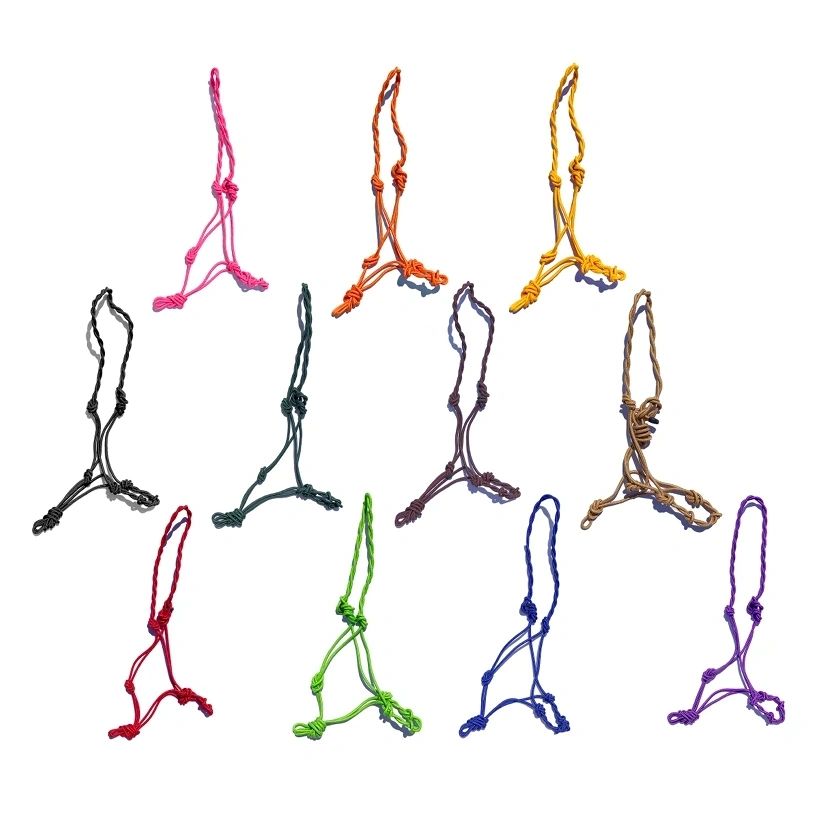 Rope Halter 1/4" (12 Pack 2 Black 1 each Red, Lime, Purple, Yellow, Orange, Brown, Hunter, Hot Pink, Royal, Tan) #26016